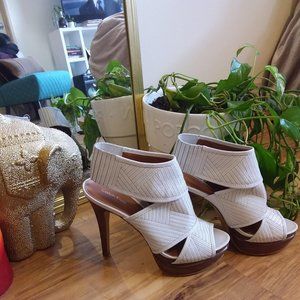 Calvin Klein Open Toe Alex Heels 👡White Leather